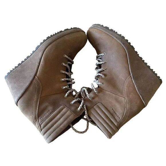Merrell Women's Tan Tremblant Wedge Waterproof Lace Up Boots SZ 7.5 - Picture 10 of 12